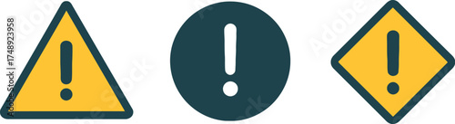 Set of Warning Signs in Triangle Circle and Diamond Shapes Attention and Alert Icons Vector Illustration