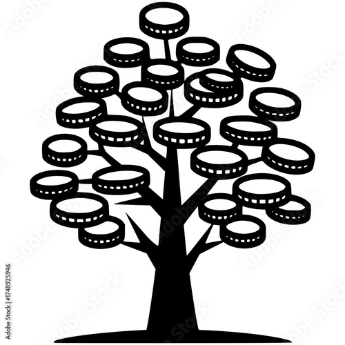 Financial Tree: A symbolic illustration depicts a tree flourishing with coins as its leaves. This image embodies growth, investment, and the blossoming of wealth.