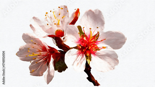 A close up of a single flower with a red center