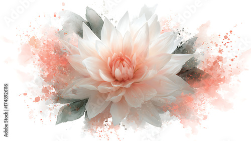 A flower with pink petals and green leaves