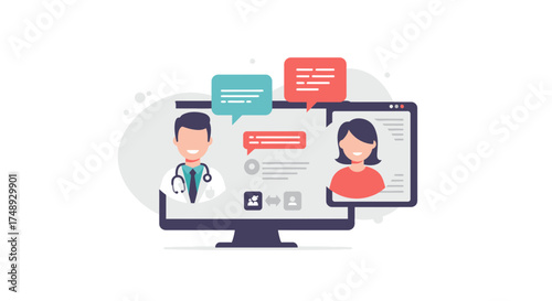 Modern online doctor consultation, connecting patients with healthcare professionals for convenient virtual appointments and medical advice from home, telehealth concept
