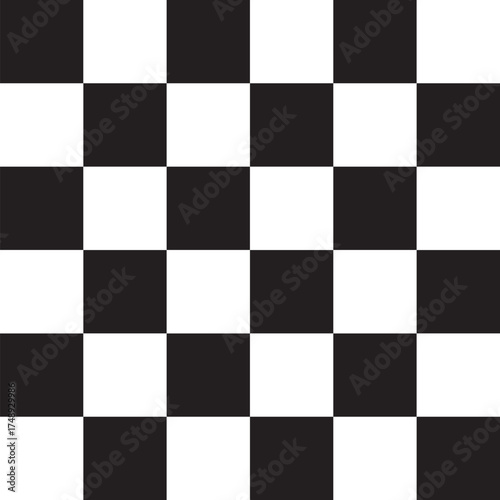 Classic Black and White Checkerboard Seamless Pattern, A clean and classic black and white checkerboard seamless pattern. This high-contrast tile is ideal for backgrounds, game board designs