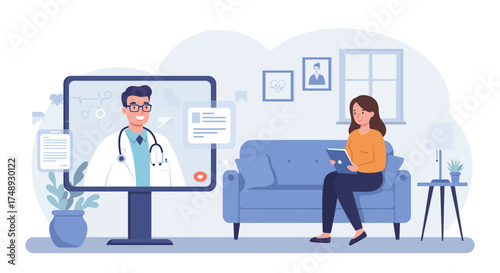 Convenient telehealth appointment connects patient with friendly doctor from home, providing accessible healthcare and peace of mind from a caring professional