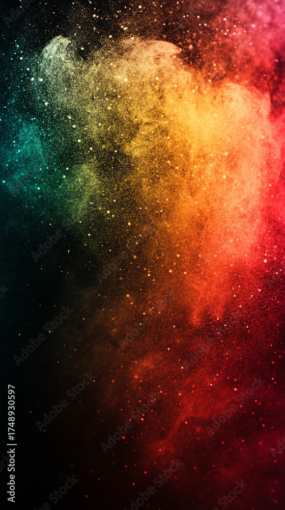 Fototapeta premium Vibrant abstract dark gradient background with red, orange, and yellow tones on black, featuring grainy noise texture for a dynamic, edgy digital design. 