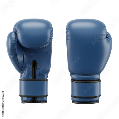 Blue boxing gloves 3d rendered isolated on transparent background