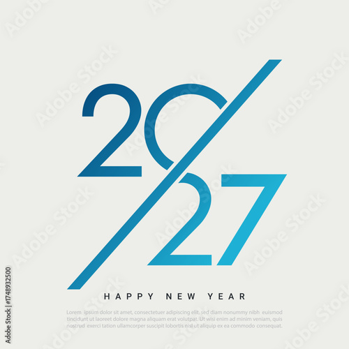 2027 New Year Flat Typography with Blue Numbers.