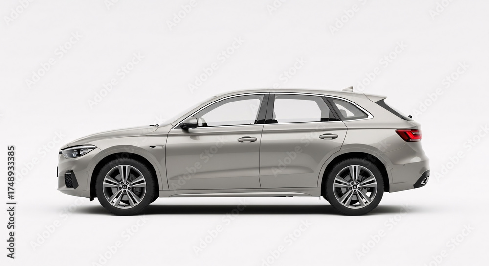 Fototapeta premium Generic Modern Car on a White Studio Background - 3D Render