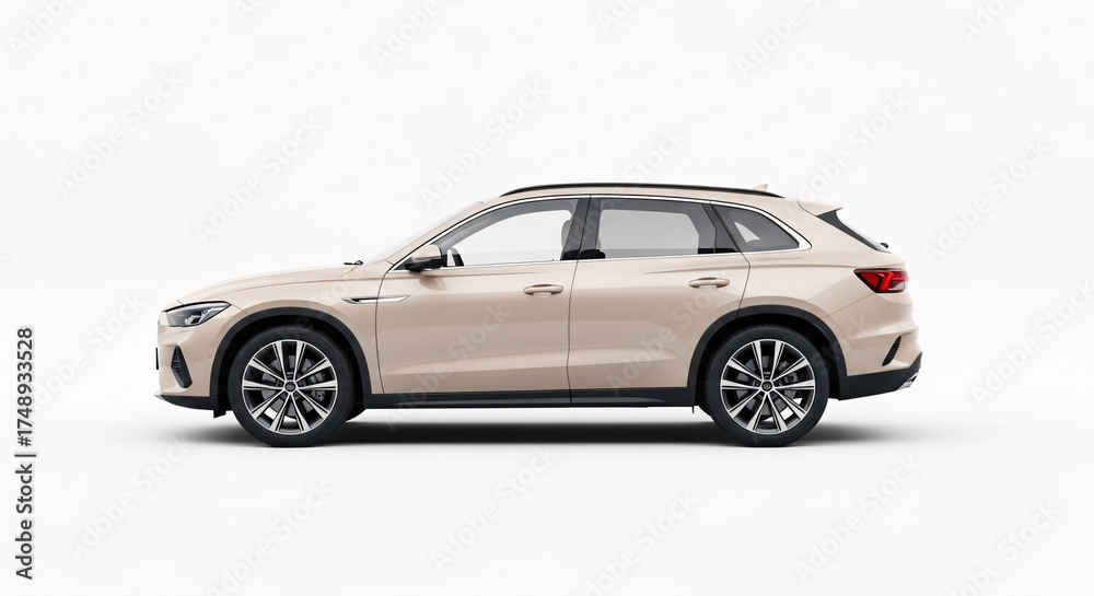 Fototapeta premium Generic Modern Car on a White Studio Background - 3D Render