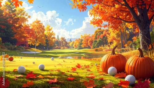 Abstract golf ball illustration on abstract background