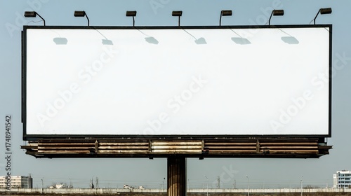Showcase your message on this expansive blank billboard under a clear sky, ideal for dynamic advertising campaigns and eye catching announcements today
