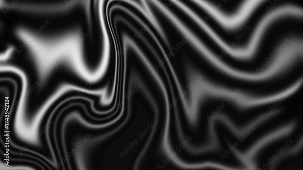 Obraz premium Modern monochrome liquid art wallpaper or banner. Sleek abstract ink or metallic flow design.