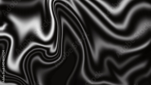 Modern monochrome liquid art wallpaper or banner. Sleek abstract ink or metallic flow design.
