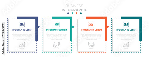 Infographic design with icons and 4 options or steps. Infographics business concept. Can be used for info graphics, flow charts, web sites, banners. step-by-step design with shadow and icon.