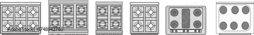 stove2.epsMinimalist vector icons of kitchen stoves and cooktops — various designs including gas, electric, and built-in models for interior design, architectural plans, or UI mockups.