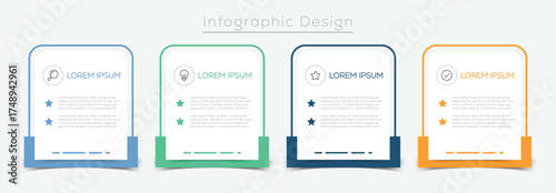 Infographic design with icons and 4 options or steps. Infographics business concept. Can be used for info graphics, flow charts, web sites, banners. step-by-step design with shadow and icon.