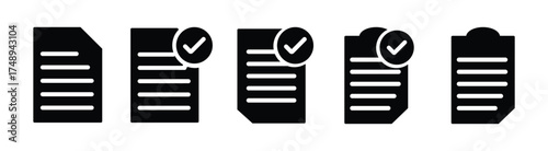 Approved document icon design elements. icons for app or web. Document icon vector isolated on white background. Paper icon. File Icon