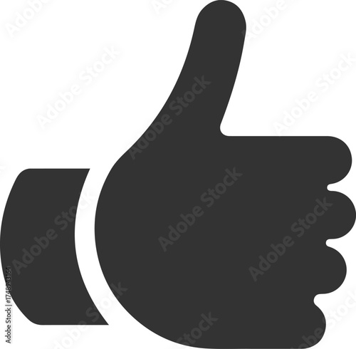 Grey hand with thumbs up gesture icon indicating agreement and positive feedback