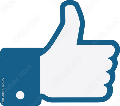 Positive approval symbol of a hand with a blue outline in a modern design