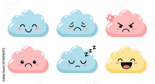 Set of vector clouds with expression