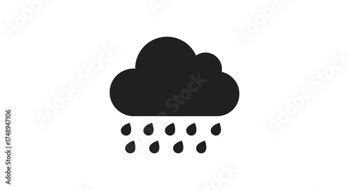 Stylized cloud icon with falling rain drops for weather forecasts and atmospheric presentations silhouette