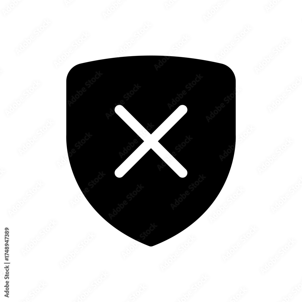 Obraz premium Security Shield with Cross Mark Icon Denied