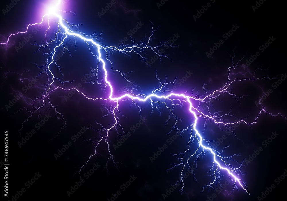 Fototapeta premium Electric discharge strikes across a dark sky for a dramatic effect