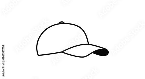 Simple line drawing baseball cap icon flat simple outline graphic sportswear headwear apparel accessory design element silhouette