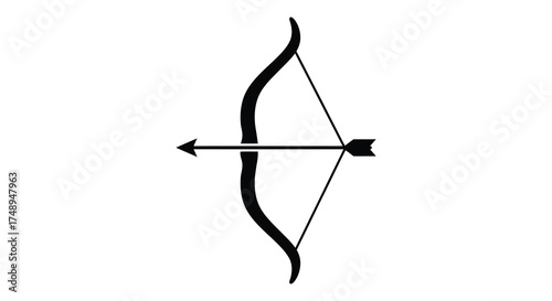 Archery bow and arrow silhouette graphic iconic symbol representing aim target precision sport and hunting silhouette