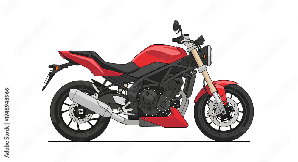 Obraz premium red motorcycle on white background