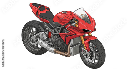 red motorcycle on white background
