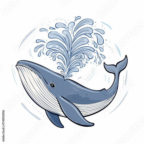 Whale Spouting Water A Majestic Marine Illustration.