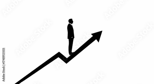 Determined individual navigating a steep upward trajectory, symbolizing ambition, career progression, and the journey towards business success and personal achievement