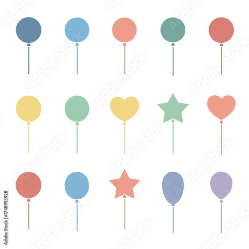 Colorful balloons float gently against a white backdrop, creating a festive and cheerful mood for celebrations and events.