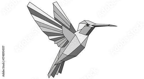 Low poly hummingbird isolated on white background, a modern and geometric design concept