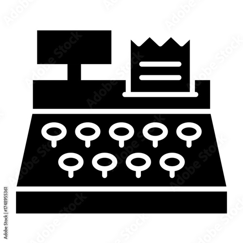 Retro Cash Register Displaying Receipt