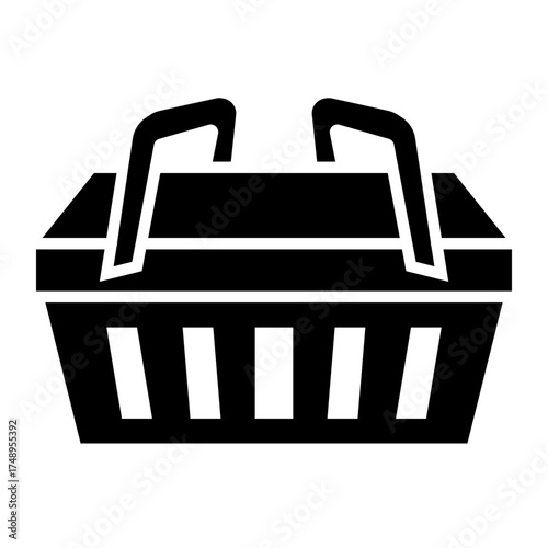 Shopping basket icon with handles open top