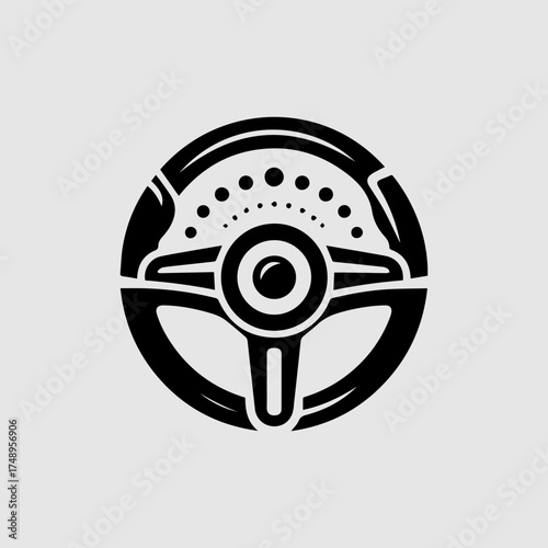 Monochromatic Racing Steering Wheel Logo