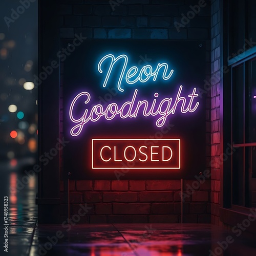 Neon Goodnight - A Closed Sign in the City Night.