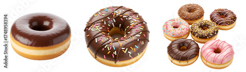 Wallpaper Mural Delicious donuts assortment chocolate glazed donuts sprinkled donuts sweet treats bakery items dessert food on transparent background Torontodigital.ca