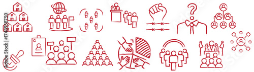 Inclusive-related doodle icons set.