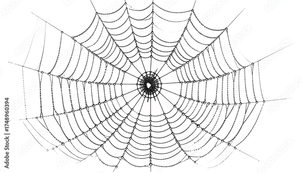 Fototapeta premium Intricate Hand-Drawn Spider Web Illustration on White Background.