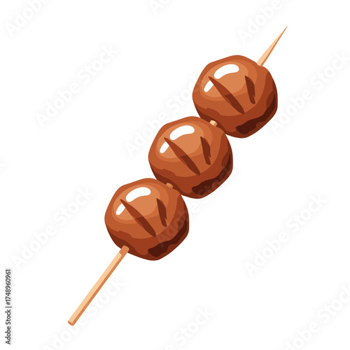 Delicious Grilled Meatball Satay Skewer Traditional Indonesian Snack