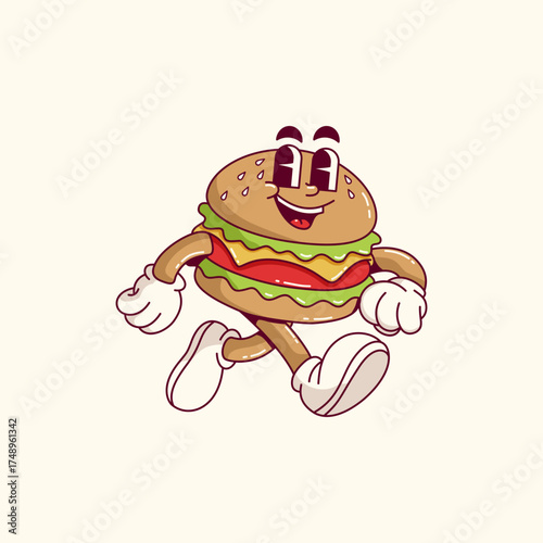 Cute Cartoon burger vector illustration hand drawn