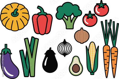 Vibrant vegetable assortment illustration for healthy eating promotions and designs