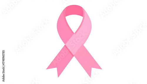 Pink ribbon symbolizing breast cancer awareness and support.