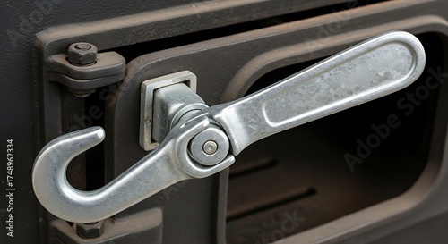 Wallpaper Mural Close-up of a metal latch on a dark industrial door. Torontodigital.ca