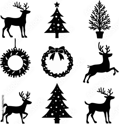 Flat Christmass Icon Set in B...