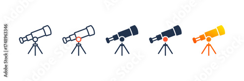 Telescope icon set multiple style collection