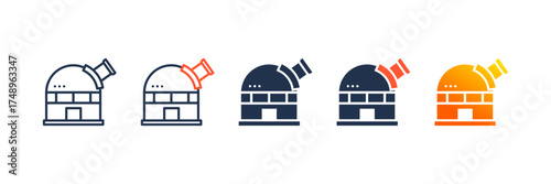 Observatory icon set multiple style collection