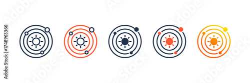 Solar System icon set multiple style collection